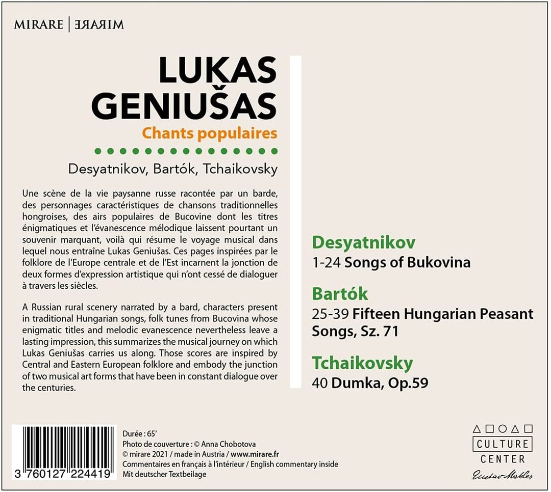 Geniusas, Lukas - Lukas Geniusas: Chants Populaires [Audio CD]