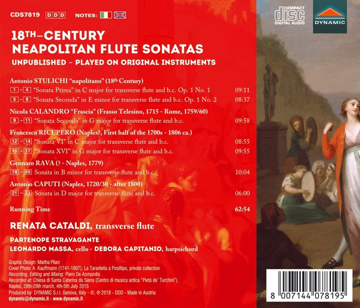 Renata Cataldi - 18Th Century Neapolitan Flute [Renata Cataldi; Partenope Stravagante; Leonardo Massa; Debora Capitanio] [Dynamic S7819] [Audio CD]