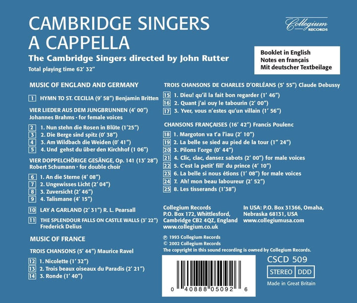 Cambridge Singers a capella [Audio CD]