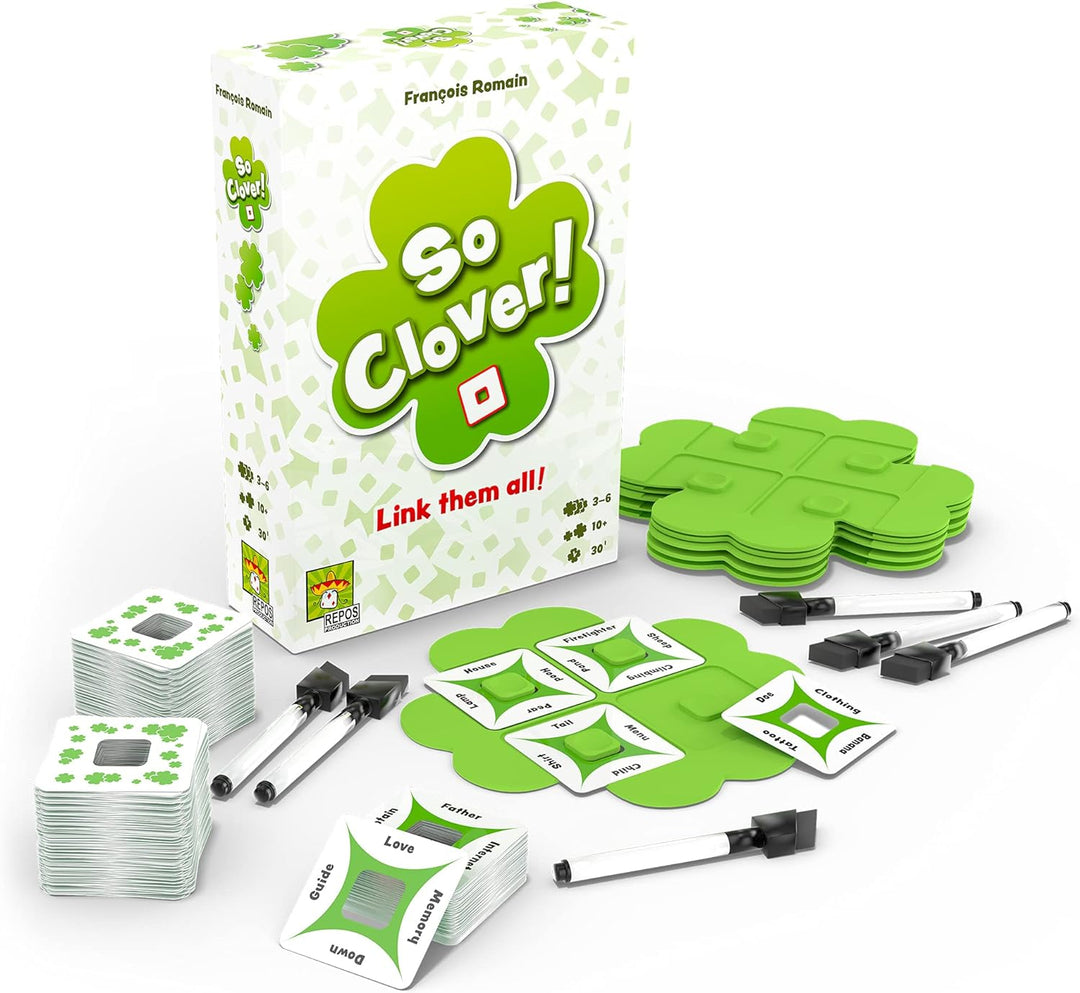 Repos | So Clover! | Board Game | 3-6 Players | Ages 10+ | 30 Minute Playing Time