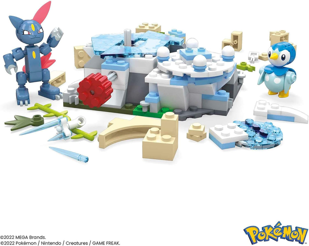 MEGA Pokémon Action Figure Building Toys, Piplup and Sneasel's Snow Day with 171 Pieces and Motion, 2 Poseable Characters, for Kids