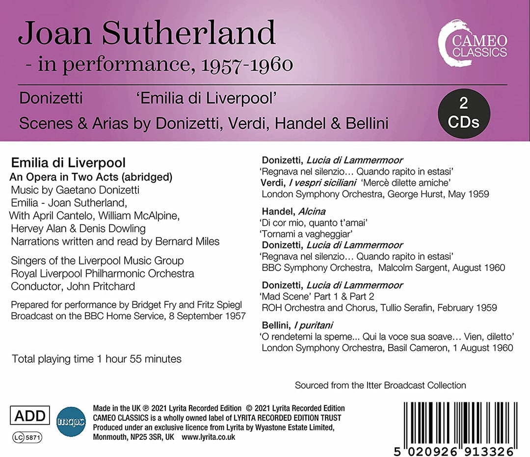 Joan Sutherland - Joan Sutherland in Performance 1957-1960 [Audio CD]