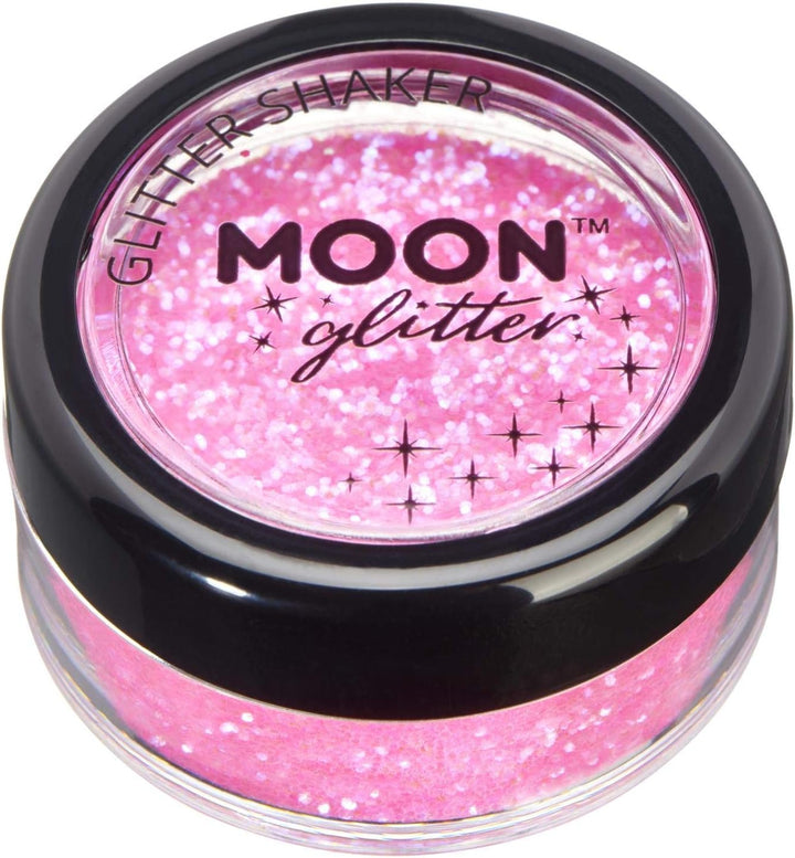 Iridescent Glitter Shakers by Moon Glitter - Pink - Cosmetic Festival Makeup Glitter for Face, Body, Nails, Hair, Lips - 5g