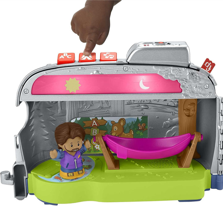 Fisher-Price Little People Light-Up Learning Camper Multilingual Edition, 2-in-