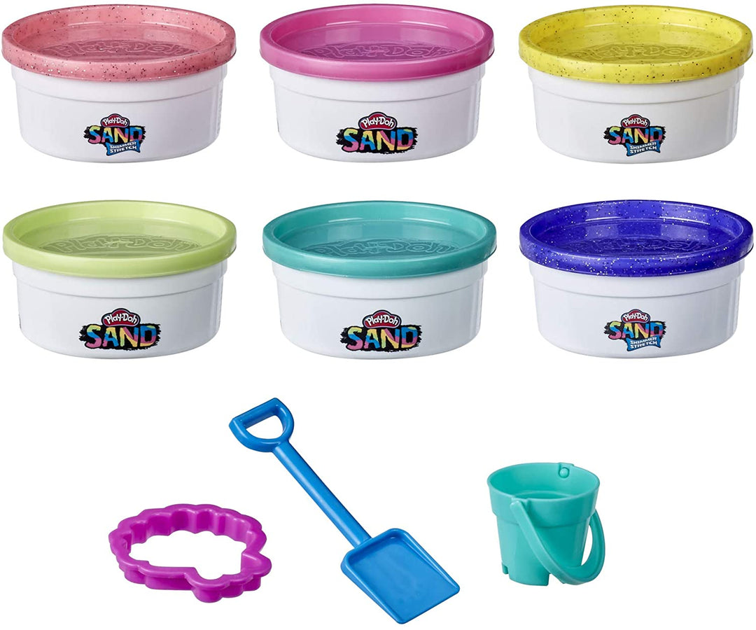 Play-Doh Sand Variety Confezione da 6 composti elastici Play-Doh Sand e Shimmer, vasi da 112 g, non tossici