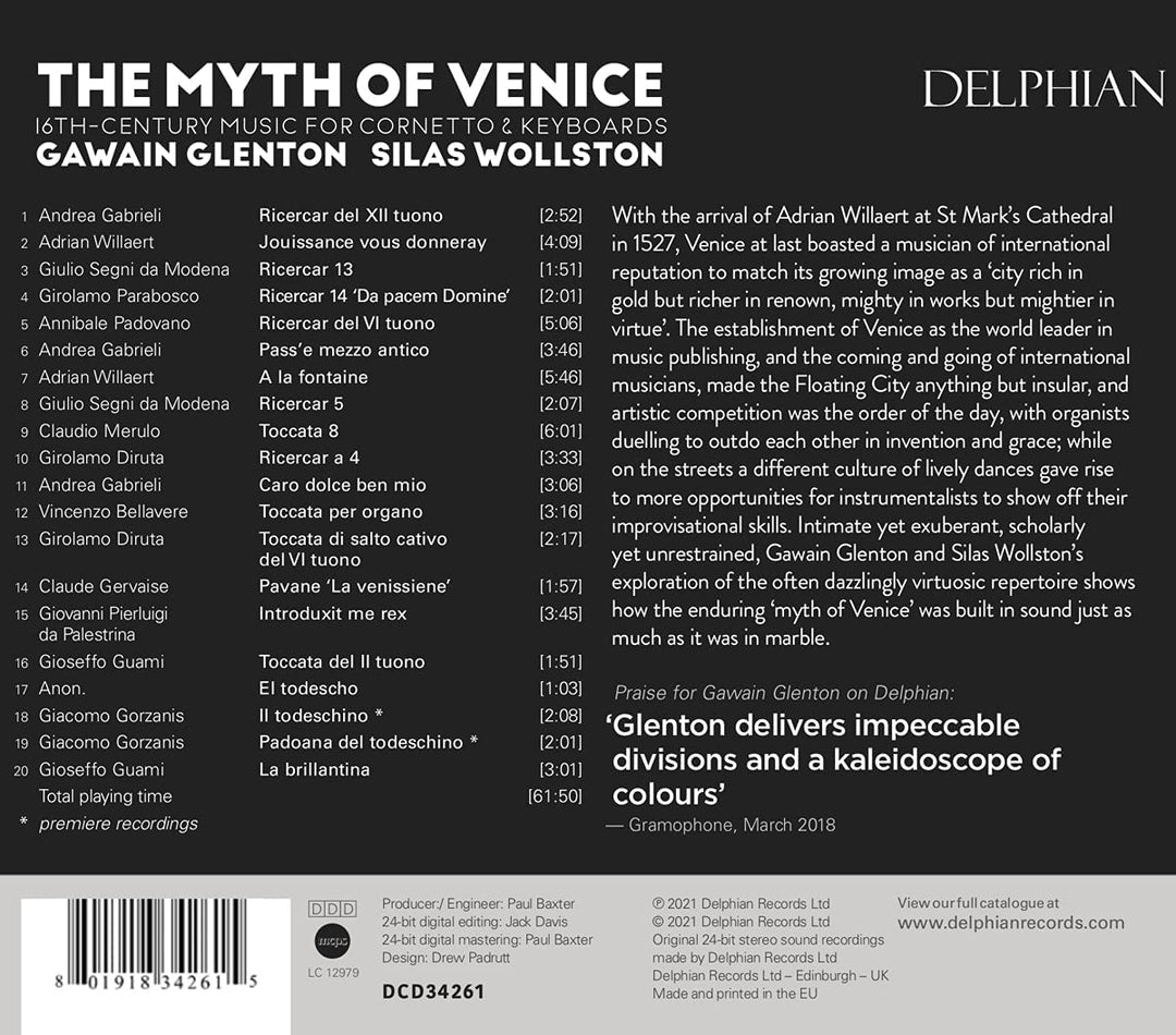 Gawain Glenton - The Myth of Venice [Audio CD]