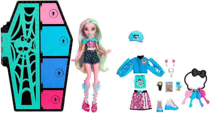 Monster High Puppen- und Modeset, Lagoona Blue mit Ankleideschrank und 19+ Sur