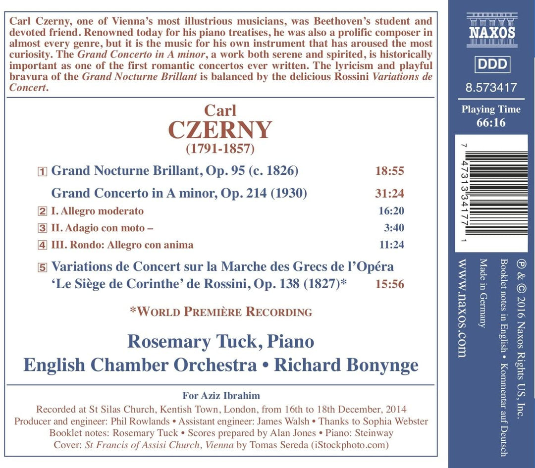 Czerny:Grand Concerto [Rosemary Tuck; English Chamber Orchestra, Richard Bonynge] [Naxos: 8573417] - Rosemary Tuck [Audio CD]