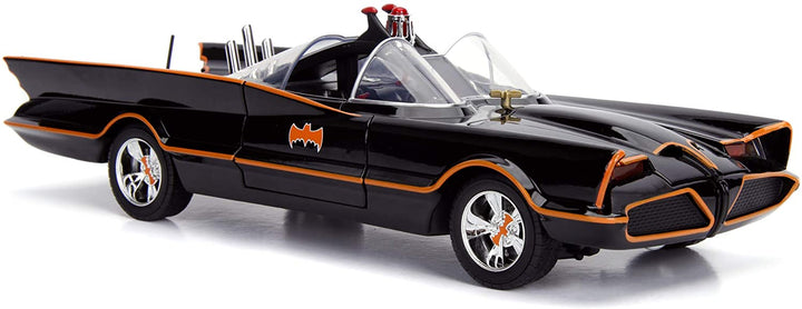 Jada Toys 253216001 Batman Classic Batmobile 1:18 Scale Model Car with Opening Doors, Boot & Bonnet, Includes Batman & Robin Figure from Die-cast, Black, Multicoloured, One Size