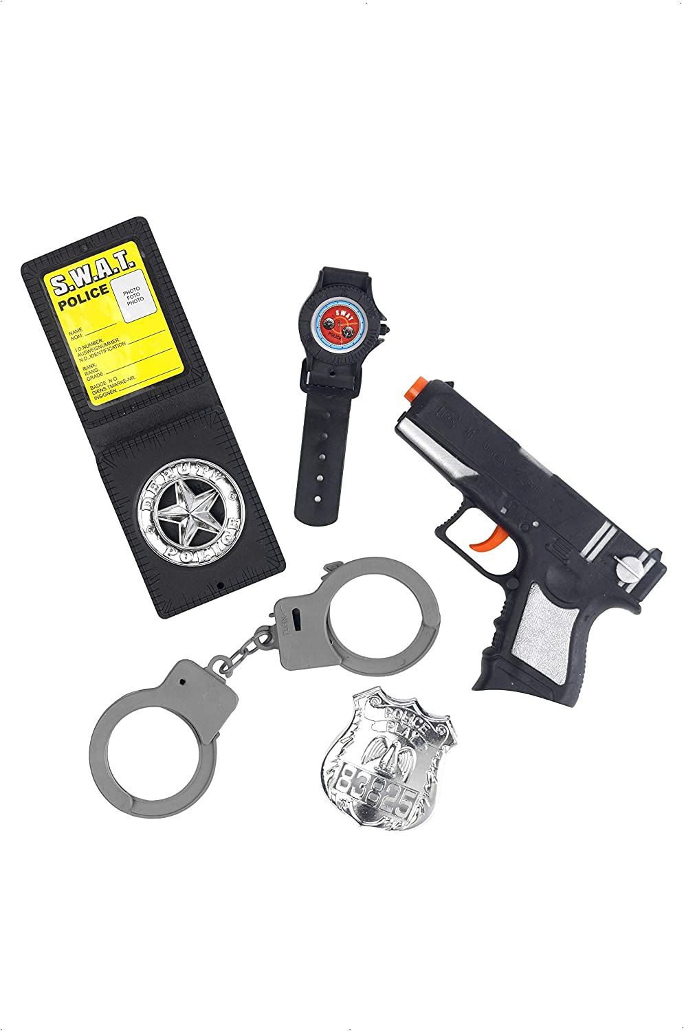 Smiffys Police Set with Gun Handcuff Badge and Watch