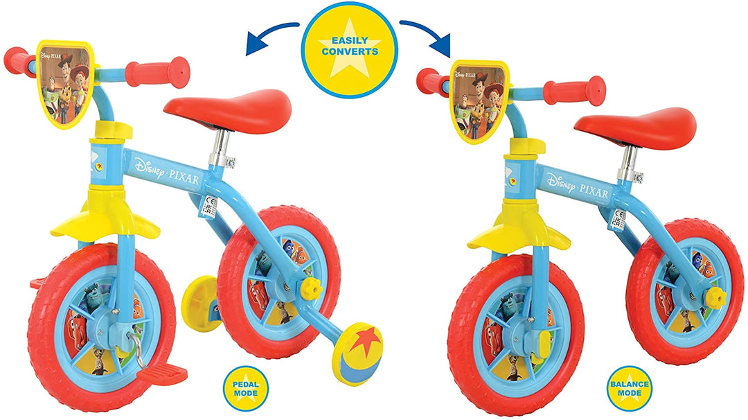 Disney Unisex-Youth Pixar Switch It Multi Character 2in1 10" Training Bike, Mult