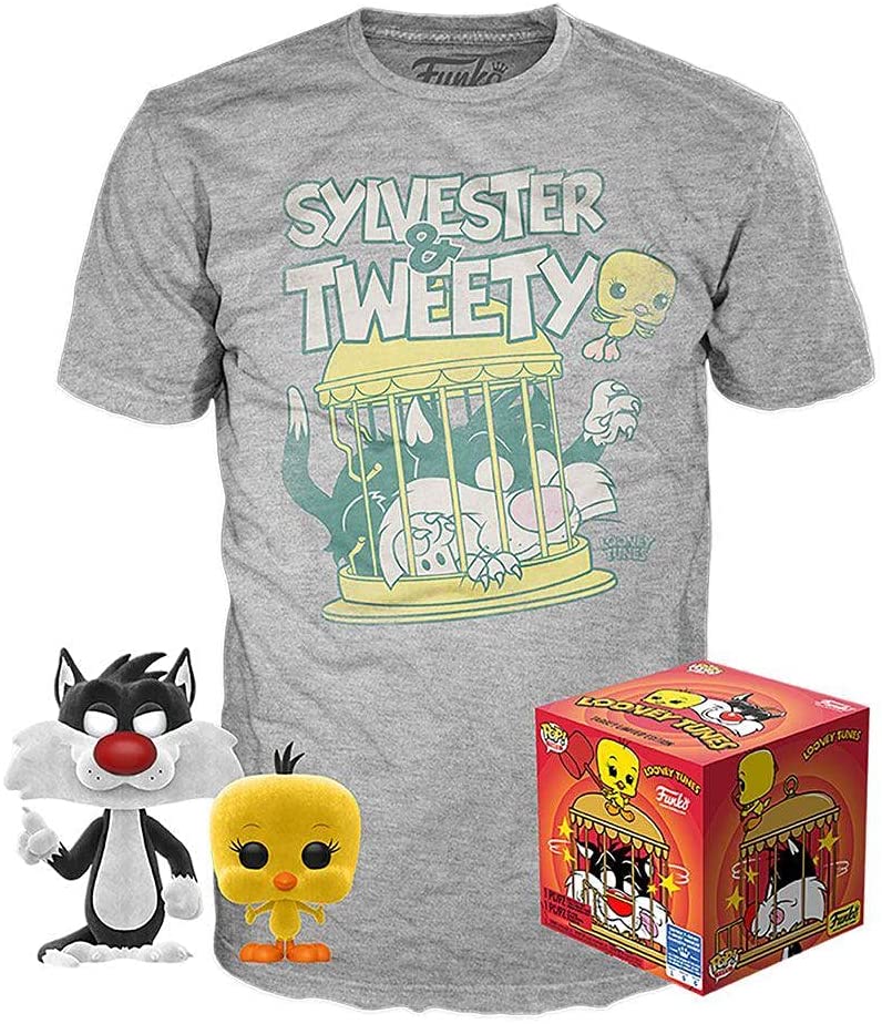 Looney Tunes - POP Nr. 309 Sylvester &amp; Tweety Flocked SE + T-Shirt - S