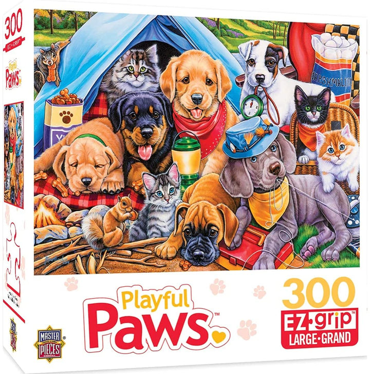 MasterPieces 31724 Camping Buddies Playful Paws EZ Grip Puzzle, 300-Piece