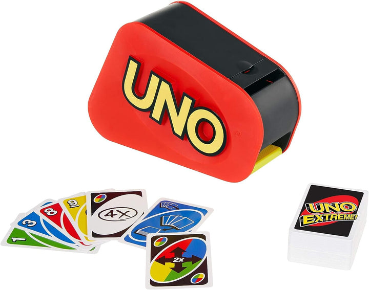 UNO Extreme Card Game Featuring Random-Action Launcher with Lights & Sounds & 112 Cards