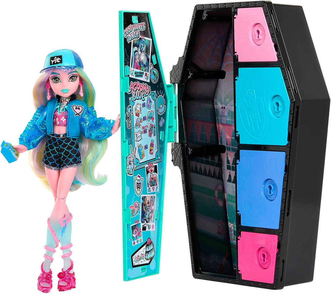 Monster High Puppen- und Modeset, Lagoona Blue mit Ankleideschrank und 19+ Sur