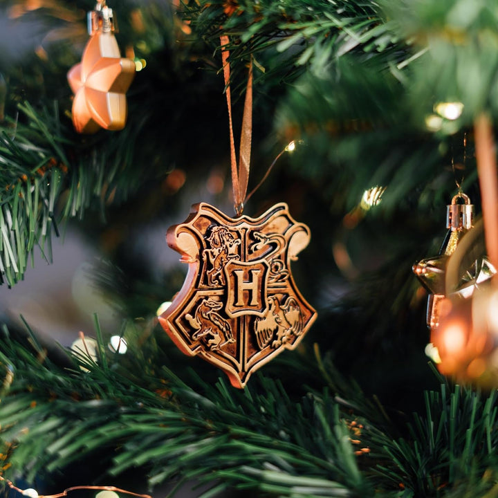 Harry Potter Christmas Ornaments | Set Of 3 - Golden Snitch, Nimbus 2000 & Hogwarts Crest