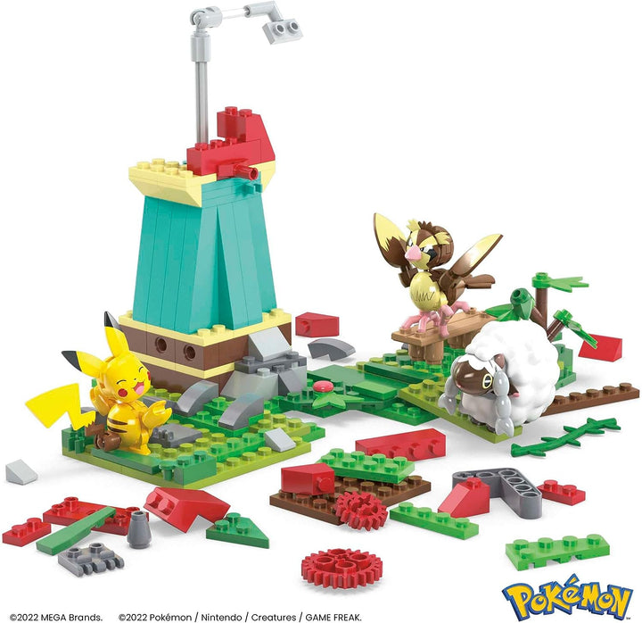 MEGA Pokemon Kids Building Toys, Countryside Windmill with Buildable Pikachu