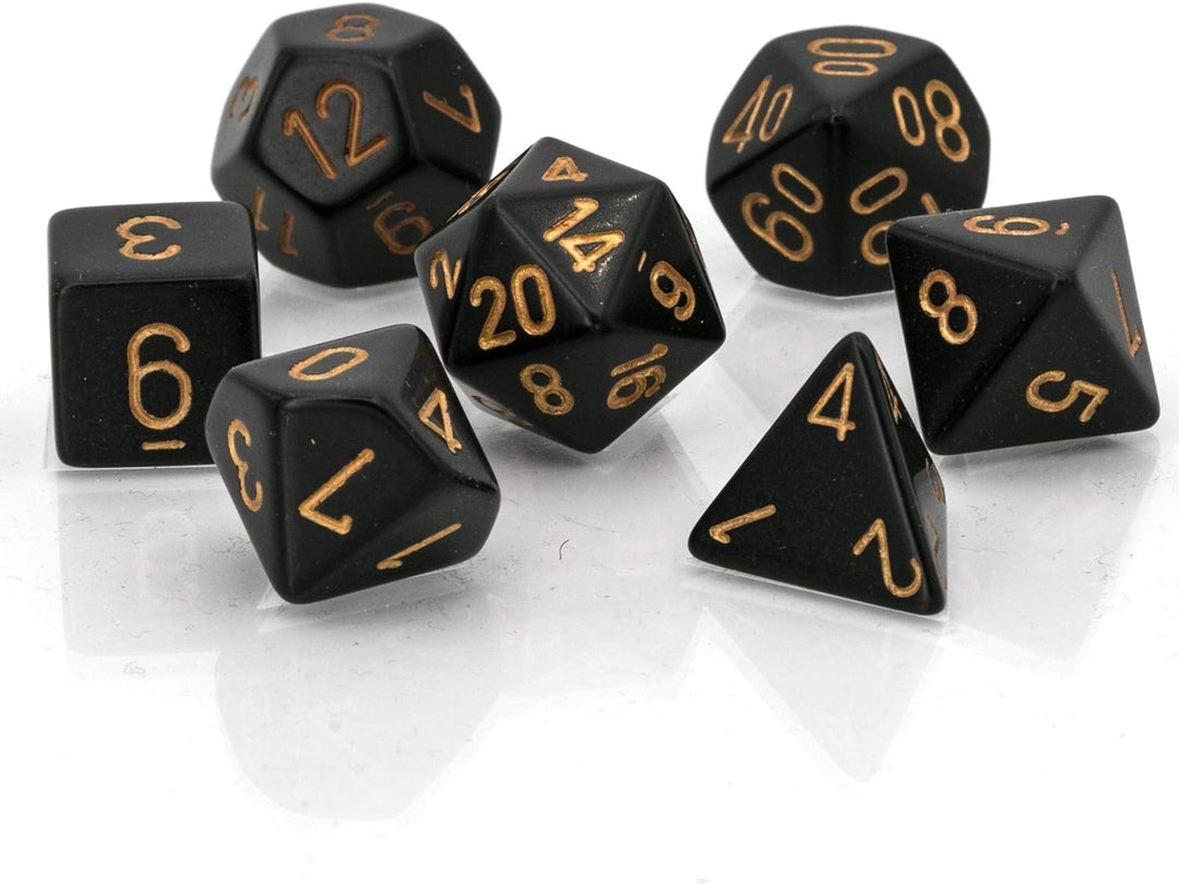 Chessex CHX25428 Dice-Opaque Black/Gold Set