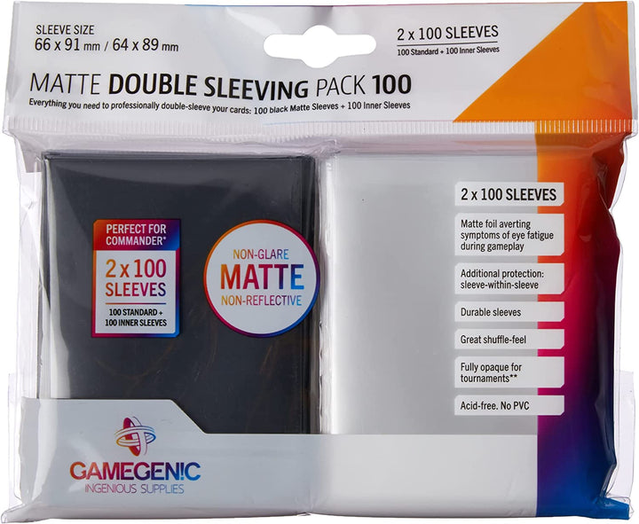 Matte Doppelhülle EINHEIT Gamegenic Pack 100 – Klar &amp; Schwarz (2 x 100 Stück)