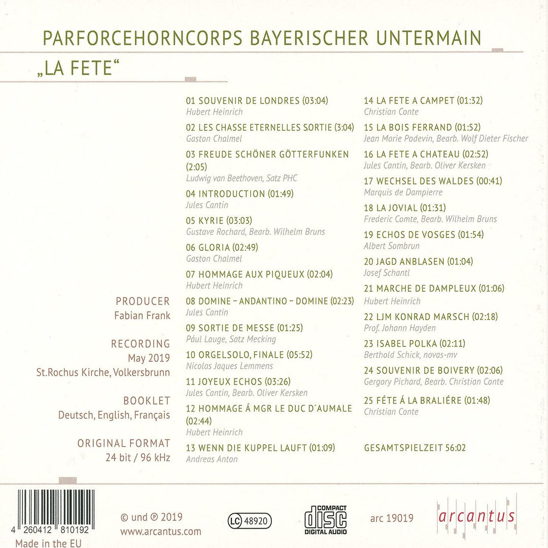 Parforcehorncorps Bayerischer Untermain - Parforcehorncorps Bayerischer Untermain: La Fete [Audio CD]