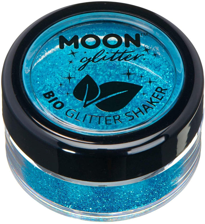 Biologisch abbaubare Öko-Glitzerstreuer von Moon Glitter Blue – kosmetischer Bio-Festival-Make-up-Glitzer für Gesicht, Körper, Nägel, Haare, Lippen