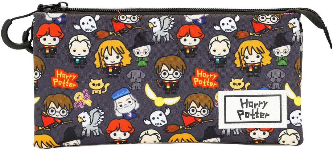 Harry Potter Charms-Fan Triple Pencil Case, Black