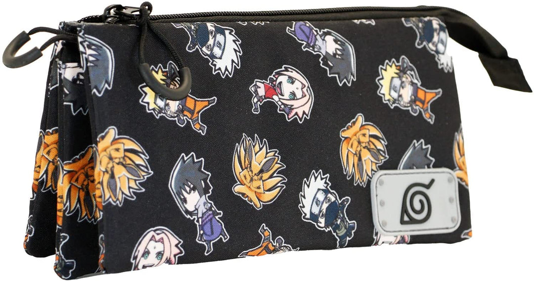 Naruto Wind-Fan Triple Pencil Case, Black