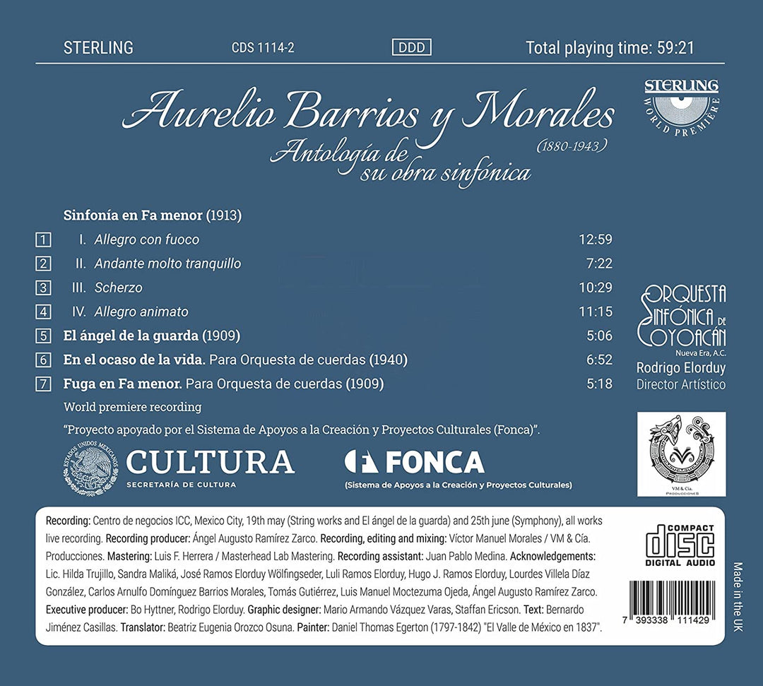 Orquesta Sinfónica de Coyoacán Nueva Era A.C - Aurelio Barrios y Morales: Anthology of his Symphonies [Audio CD]