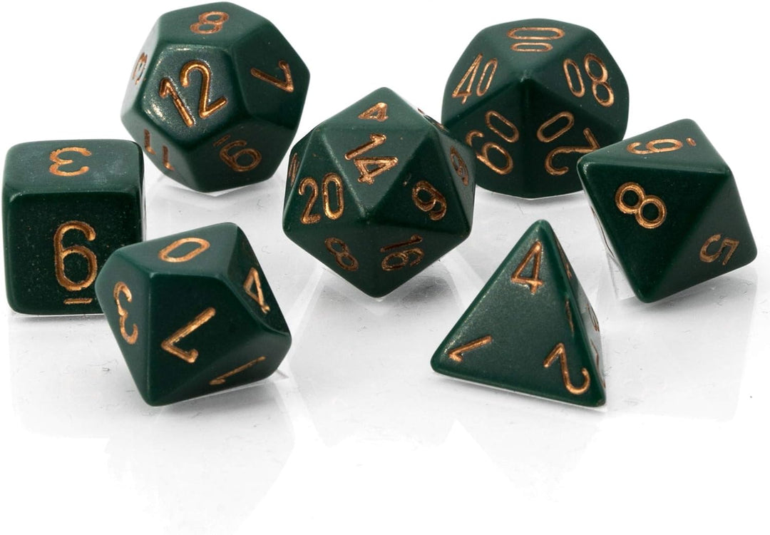 Chessex CHX25415 Dice-Opaque Dusty Green/Copper Set