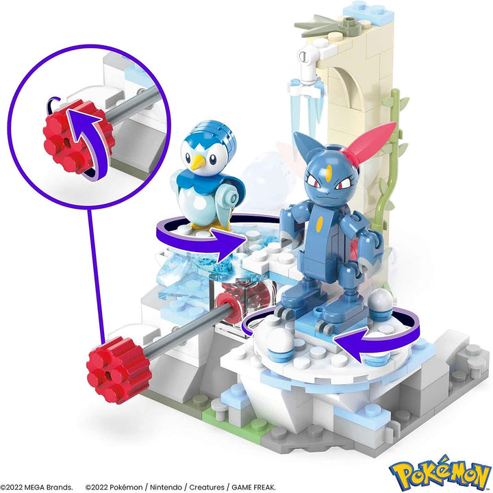 MEGA Pokémon Action Figure Building Toys, Piplup and Sneasel's Snow Day with 171 Pieces and Motion, 2 Poseable Characters, for Kids