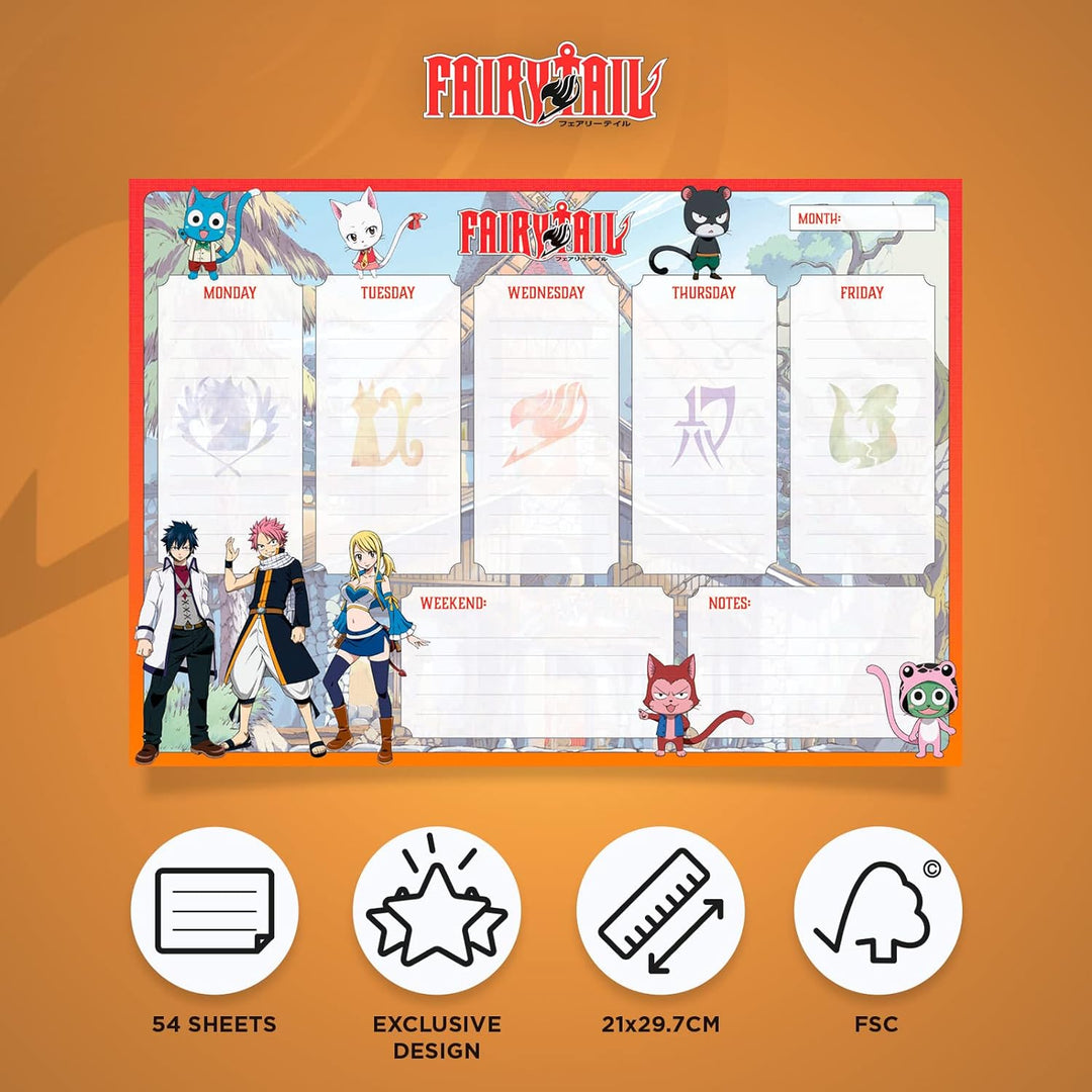 Grupo Erik Fairy Tail Weekly Planner A4 | Anime Calendar | Family Calendar