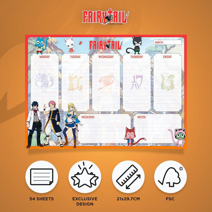 Grupo Erik Fairy Tail Weekly Planner A4 | Anime Calendar | Family Calendar