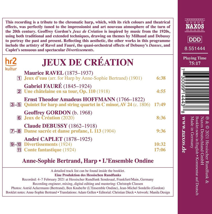 Caplet: Jeux De Creation [Anne-Sophie Bertrand; L'Ensemble Ondine] [Naxos: 85514 [Audio CD]