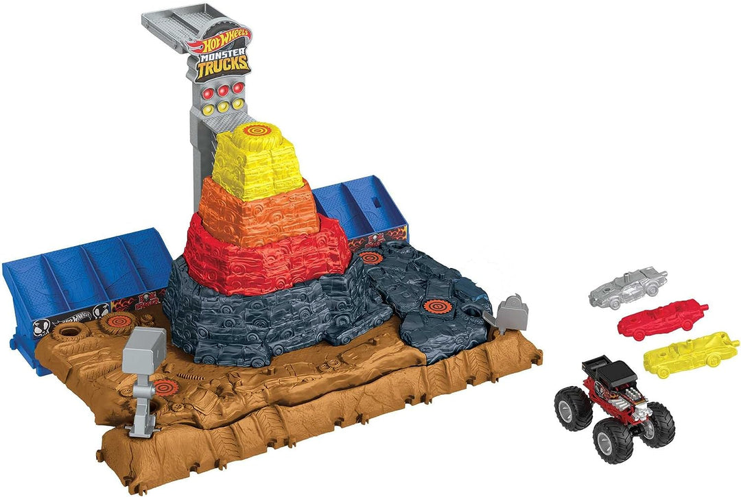 ?Hot Wheels Monster Trucks Arena Smashers Bone Shaker Ultimate Crush Yard Playset