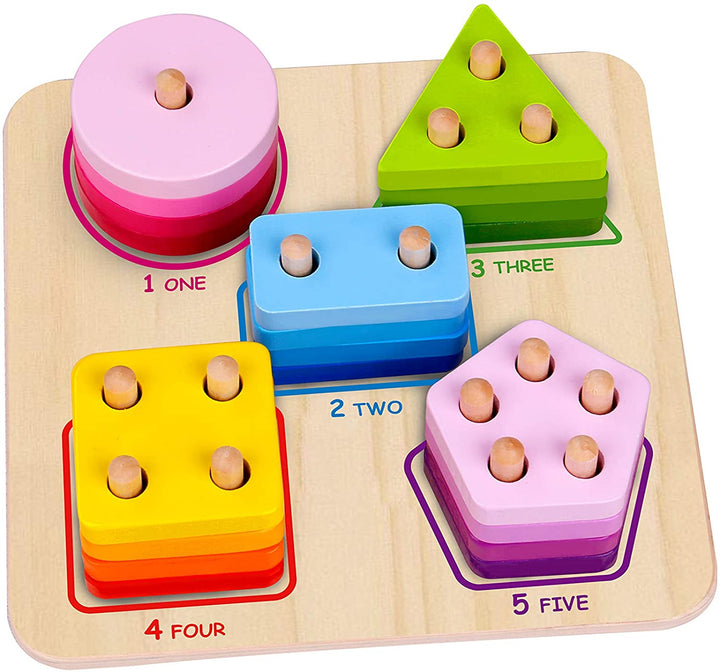 Houten geometrische bloksorteerder