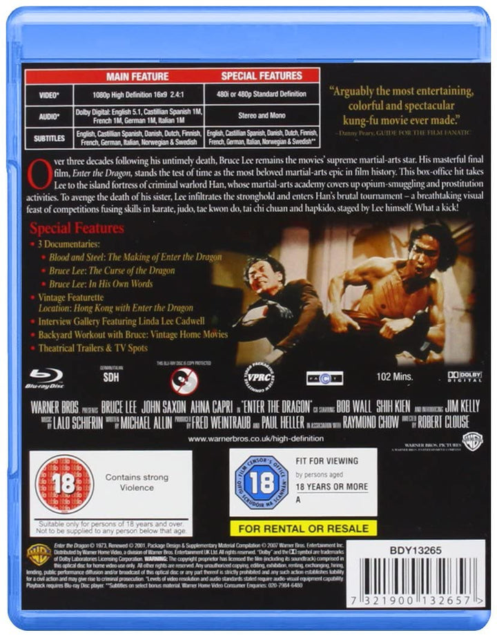 Enter The Dragon [1973] [Region Free] - Action/Martial Arts [Blu-ray]