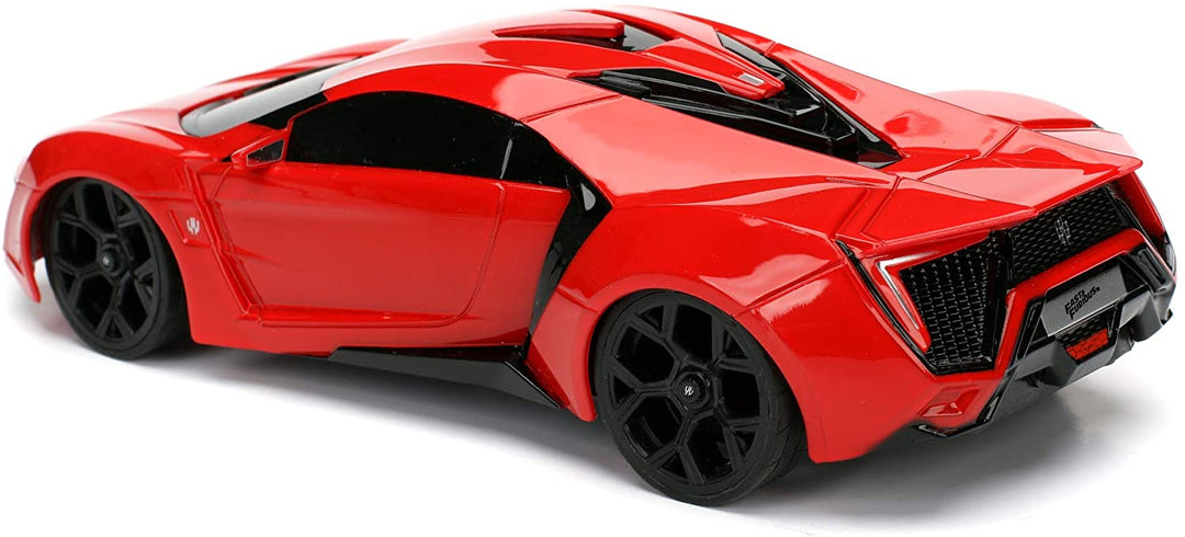 Jada Toys Fast & Furious Lykan Hypersport 253203020 Remote Control 2-Channel Radio Control Turbo Function RC Car Drives Forwards-Backwards, Left-Right, Scale 1:24, Red