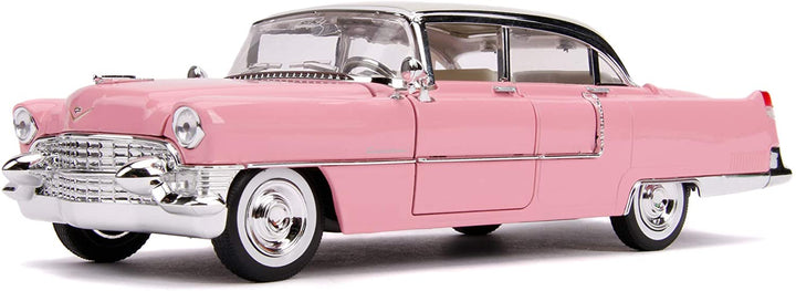 Jada Toys Elvis Presley Cadillac Fleetwood 1955 1/24 Scale Die-cast, Opening Doors, Boot & Bonnet, Includes Elvis Figure, Pink