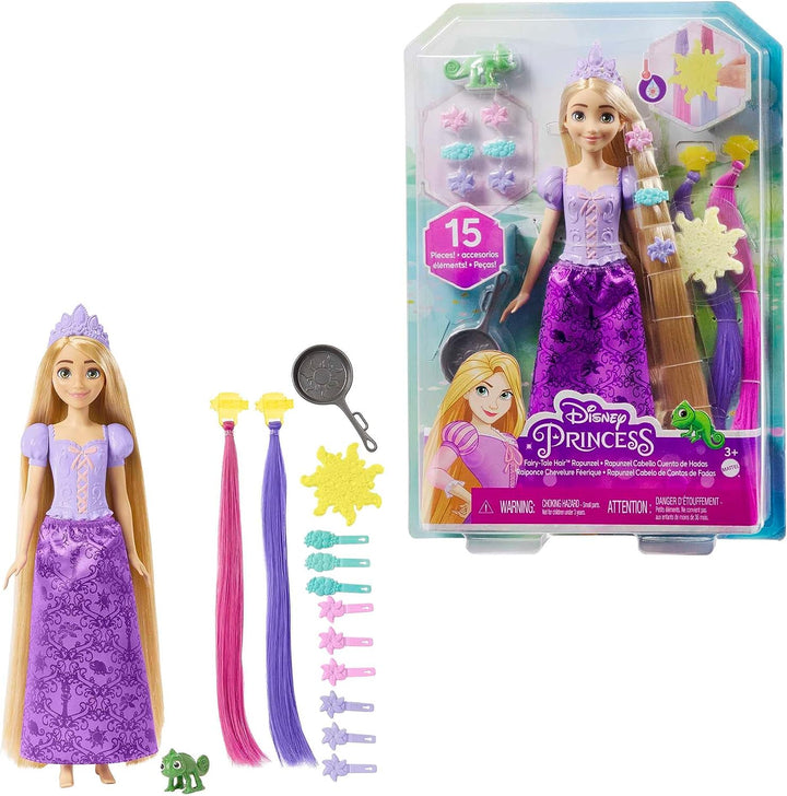 Disney Princess Toys, Rapunzel Doll with Color-Change Hair Extensions and with Hairstyling Pieces and Doll Accessories