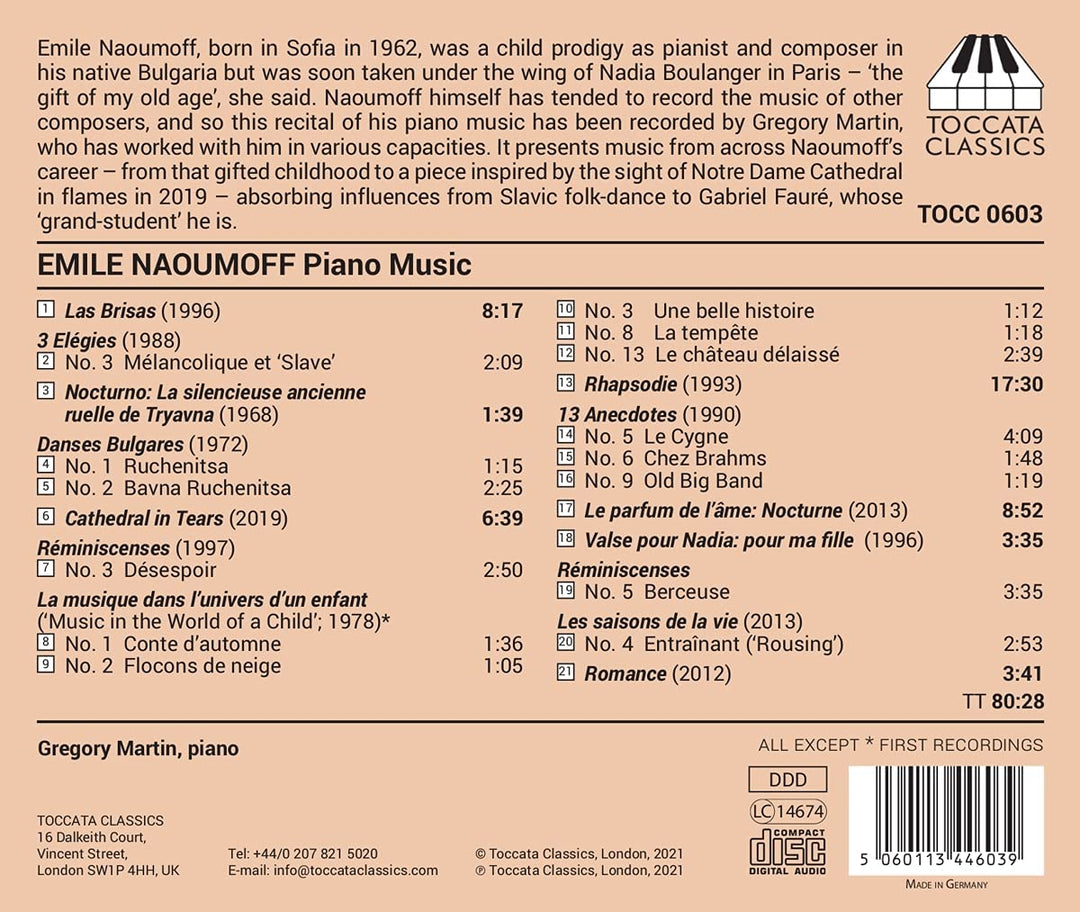 Naoumoff: Piano Music [Gregory Martin] [Toccata Classics: TOCC 0603] [Audio CD]