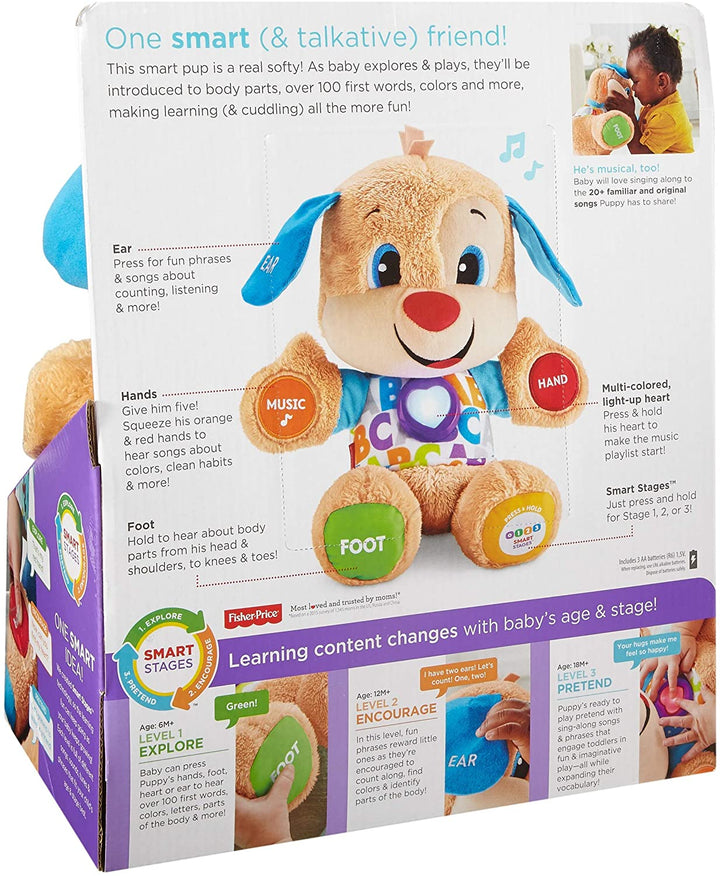 Fisher-Price FPM43 Smart Stages Puppy, Lachen und Lernen, weiches, pädagogisches elektronisches Kleinkind-Lernspielzeug mit Musik und Liedern, geeignet für Kinder ab 6 Monaten