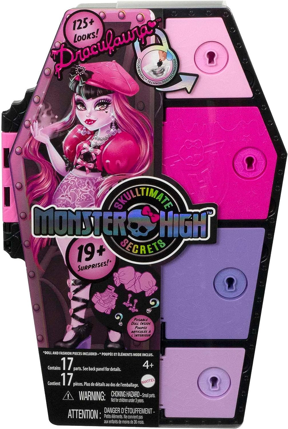 Monster High Puppen- und Modeset, Draculaura mit Ankleideschrank und 19+ Surpr