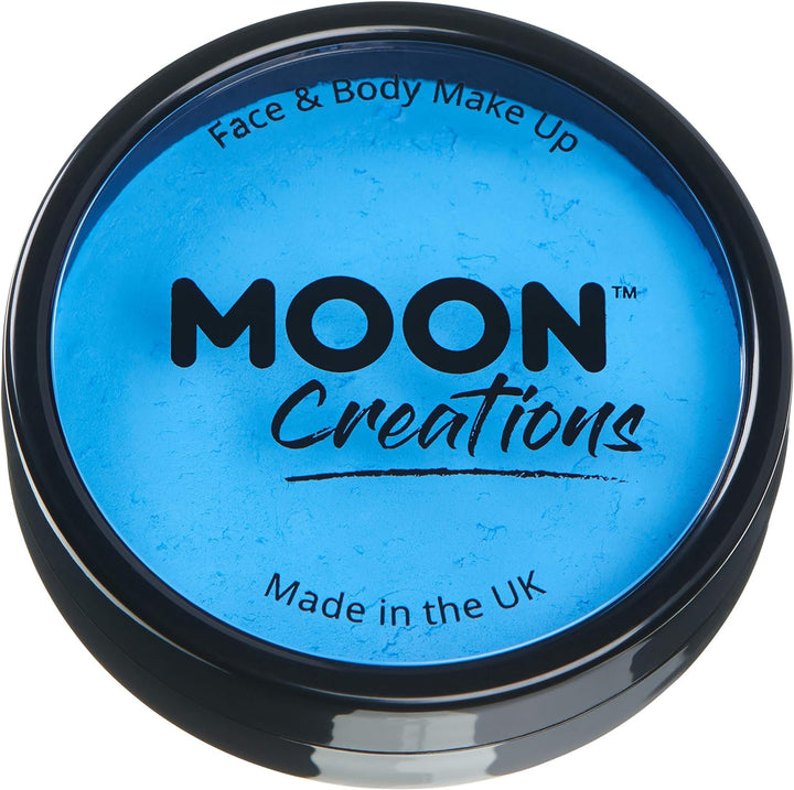 Pro Face & Body Paint Cake Pots by Moon Creations - Sky Blue - Professional Water Based Face Paint Makeup for Adults, Kids - 36g