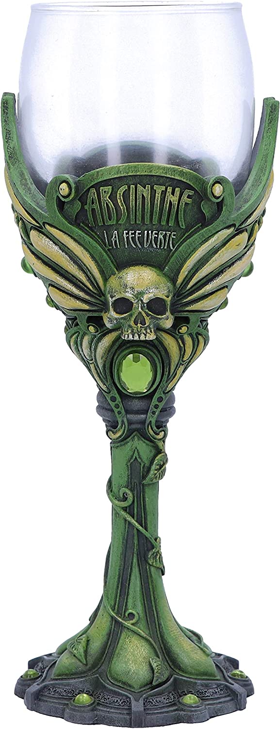 Nemesis Now Absinthe La Fee Verte Green Goblet Wine Glass, Polyresin, 1 Count (P