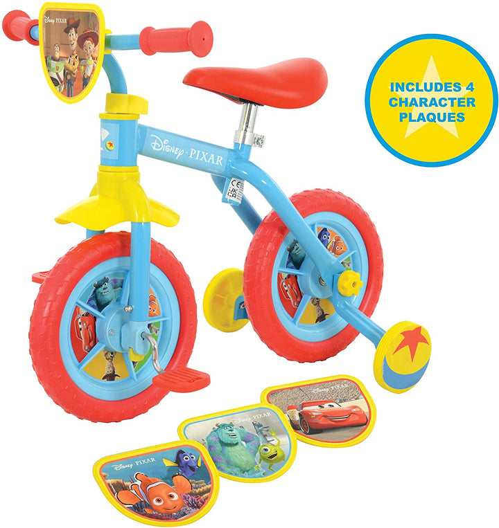 Disney Unisex-Youth Pixar Switch It Multi Character 2in1 10" Training Bike, Mult