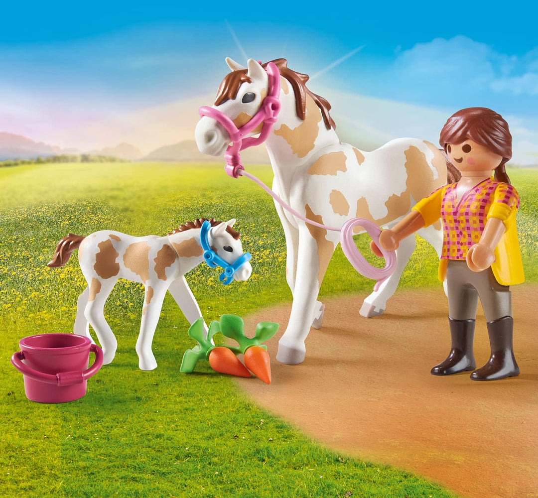 Playmobil 71243 Country Horse with Foal, Animals for the Riding Stable and farm