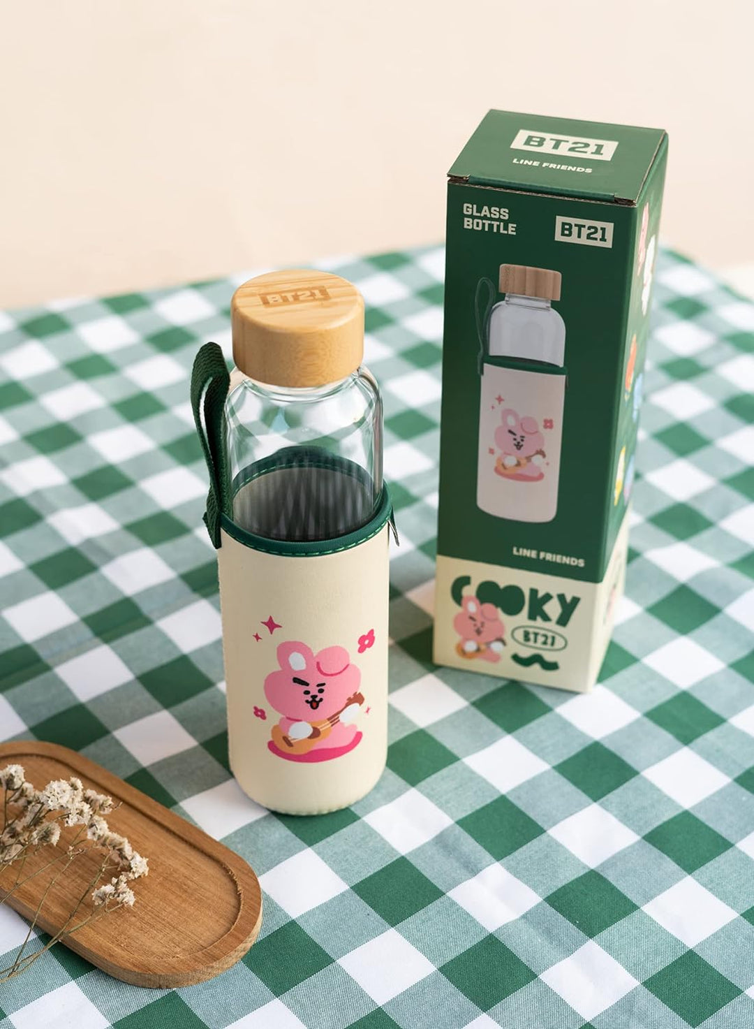 Grupo Erik Official Merchandise Cooky Glass Water Bottle, 500 ml, Glass Bottle