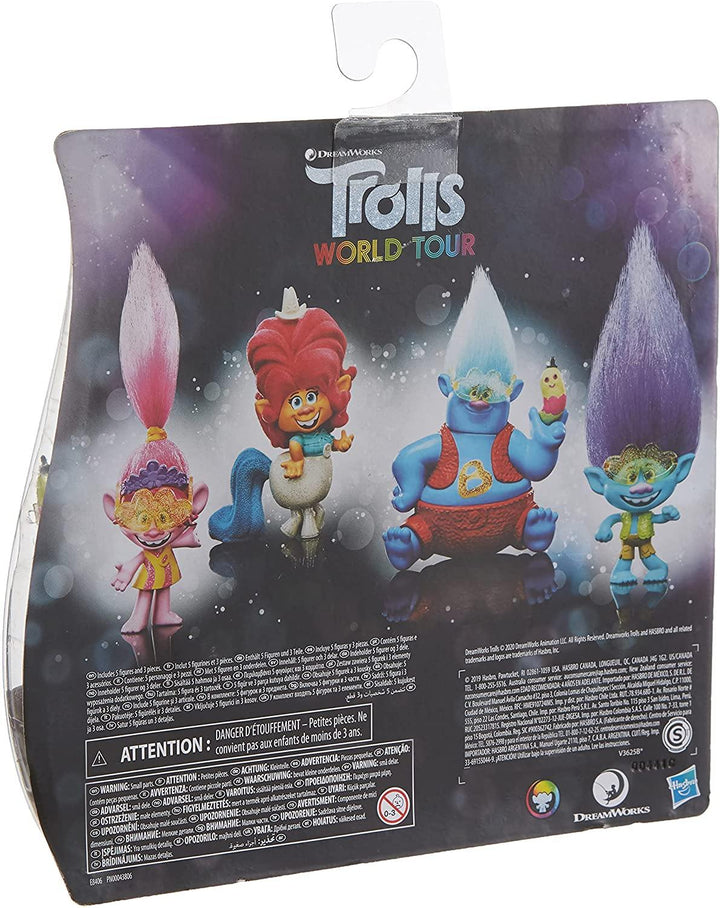 DreamWorks Trolls World Tour Pack of 5 Small Doll Set - Yachew