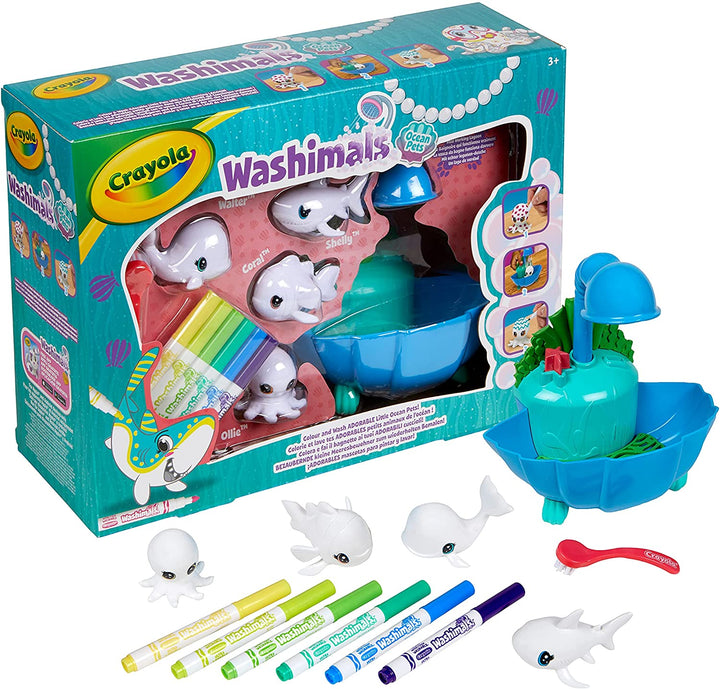 CRAYOLA 919750.004 Washimals Ocean Pets Lagoon Playset 4s, Mixed Colours & 93020