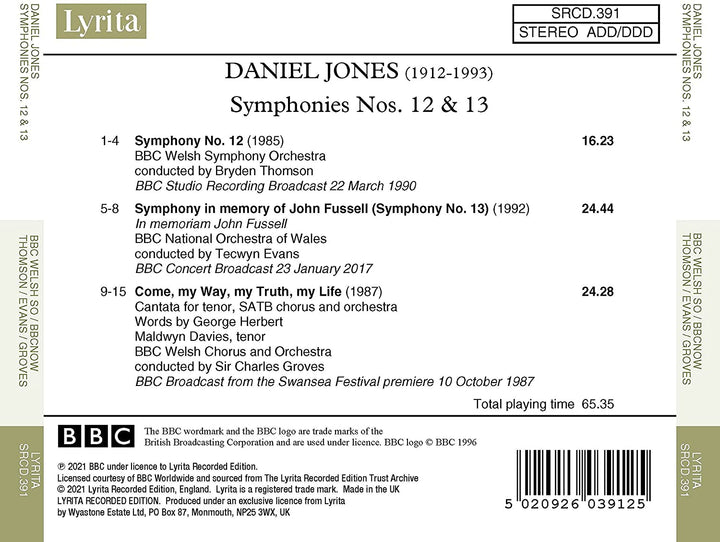 Daniel Jones: Symphonies Nos. 12 & 13 [Audio CD]